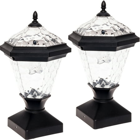 Post Spacing 2' Cap - 2 Pack GreenLighting Adonia Solar Post Cap Light for 4 x 4 Wood Posts (Black)