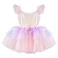 thumbnail image 4 of TiaoBug Kids Girls Swan Lake Performance Dance Costume Sequins Ruffle Sleeve Ballet Dance Tutu Dress Pink 8, 4 of 7