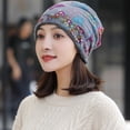 thumbnail image 5 of Autumn Winter Cap Soft Fashion Neck Warm Warmer Print Flower Beanie Velvet Bonnet Women Hat Bib Hats BLACK, 5 of 8