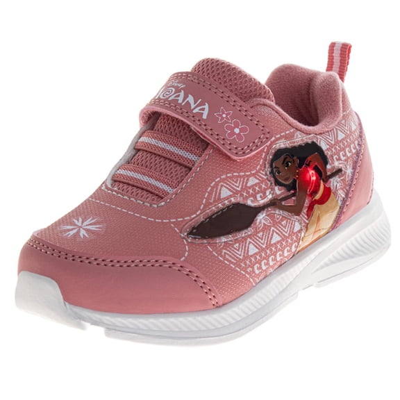 Disney Moana Girls Light Up Sneakers. (Toddler Little Kids), Pink Coral, Size: 12