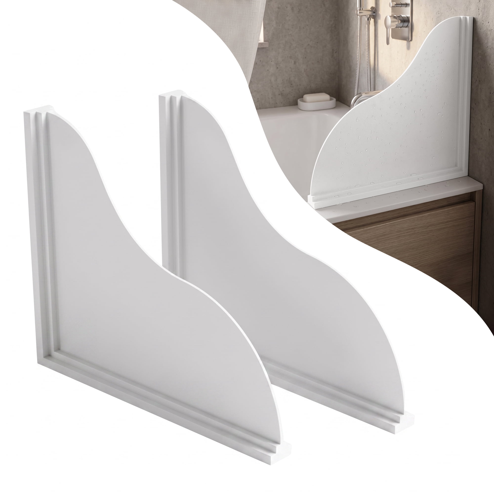 LZSDS 2 Pack Silicone Splash Guard for Bathtub, 8.66 Inch Adhesive Shower Water Deflector with Strong Hold