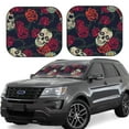 thumbnail image 2 of Uemuo Roses Skulls Printed 2 PCS Car Windshield Sun Shade, Auto Sun Heat and UV Rays Blocker, Foldable Automotive Front Window Sunshade Protector, 2 of 7