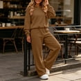 thumbnail image 6 of Inleife Women Solid 2 Piece Tracksuit, Long Sleeve Hooded Sweatshirt & High Waist Wide Leg Pants With Pockets, Casual Loungewear Outfit Set, 6 of 6