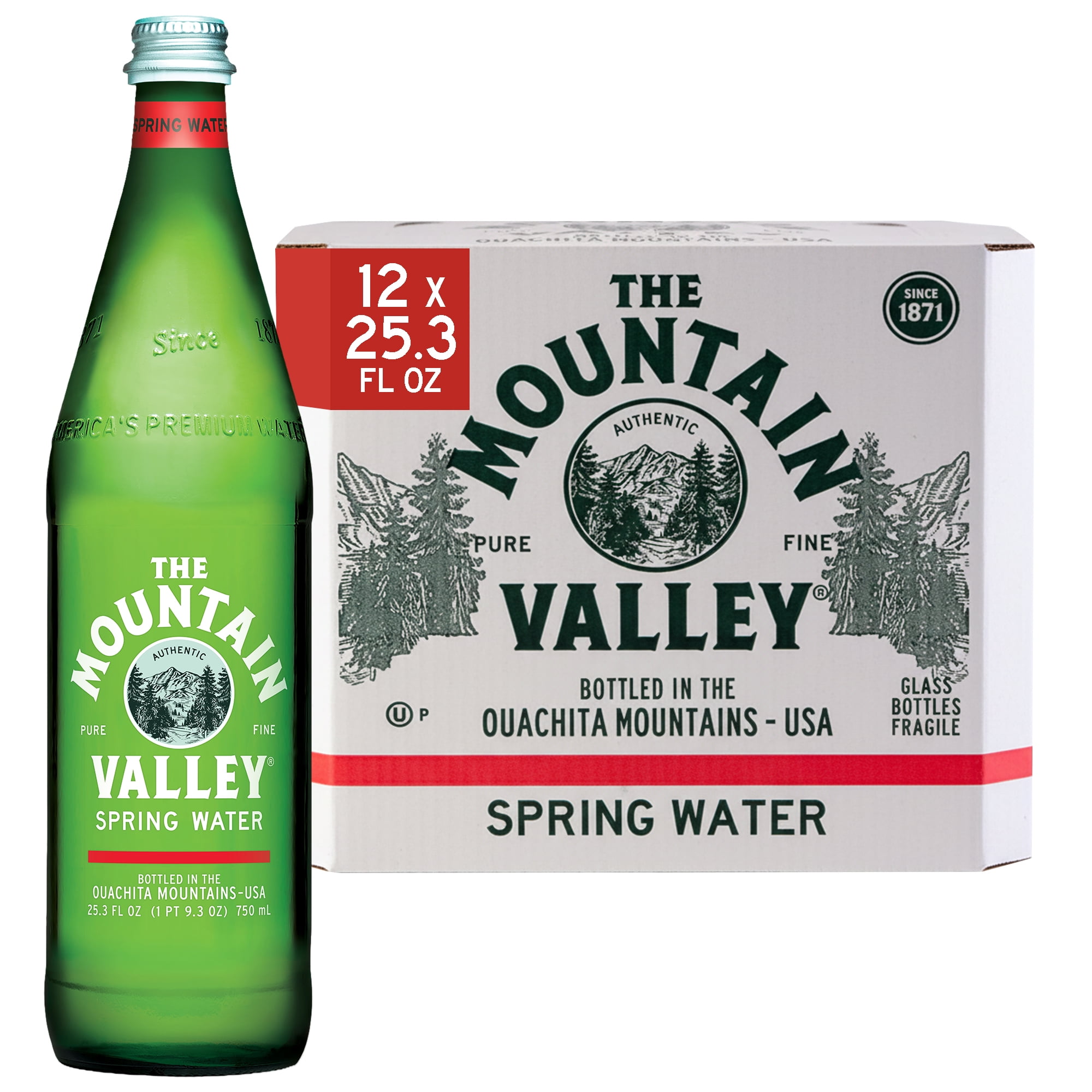 Mountain Valley Spring Water, 750 ml, 12-pack Glass Bottle
