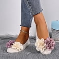 thumbnail image 4 of Purcolt Womens Double Flower Faux Suede Flats Lightweight Casual Round Toe Soft Sole Ballet Shoes Comfort Slip On Dress Shoes for Work Office Walking, 4 of 9