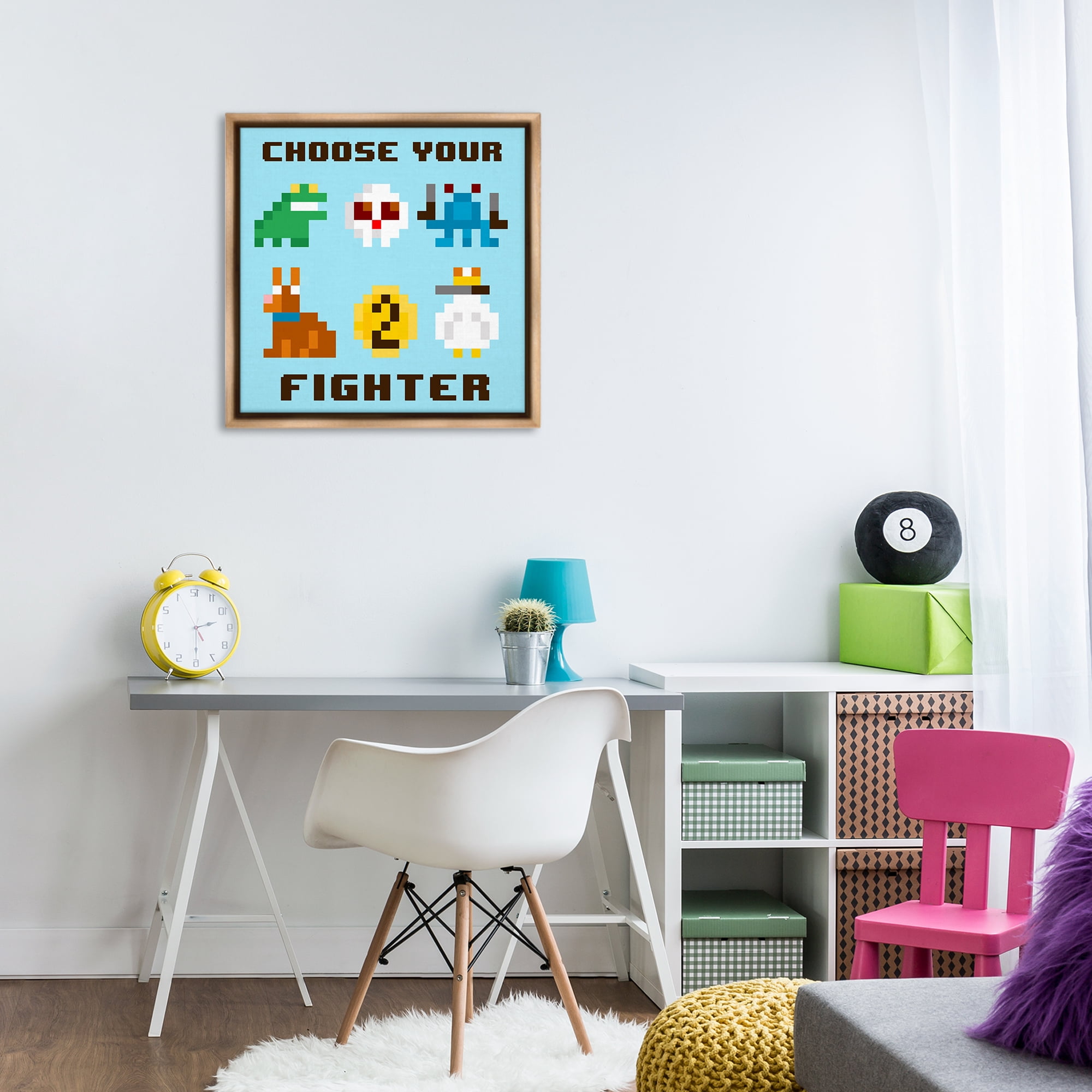 Stupell Industries Choose Gaming Fighter Entertainment Painting Brown Floater Framed Canvas Art Print Wall Art, 25 x 25
