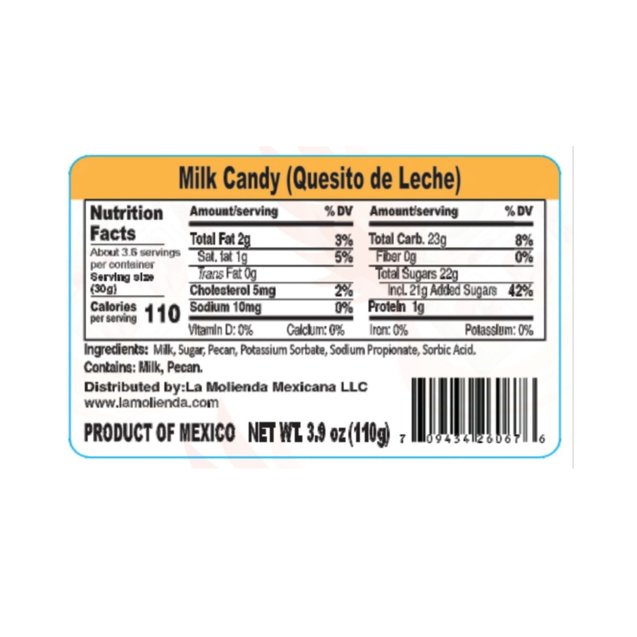 La Molienda Round Milk Candy, Burnt Milk Fudge with Pecan, Traditional Mexican Candy, 3.17 oz
