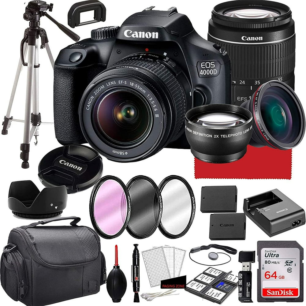 Canon EOS 4000D DSLR Camera with 1855mm f/3.55.6 Zoom Lens, 64GB