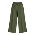 thumbnail image 6 of Njagoc3 Linen Pants Women | Drawstring Waist Relaxed Trousers with Large Front Pockets | Loose Fit for Fall Casual Daily Wear & Travel Activities，Army Green，XL, 6 of 6