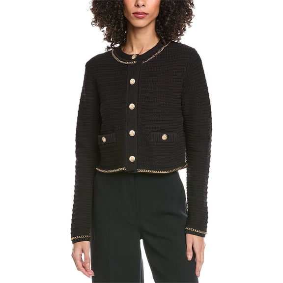 Toccin womens Cecilia Textured Cotton Knit Jacket, s, Black