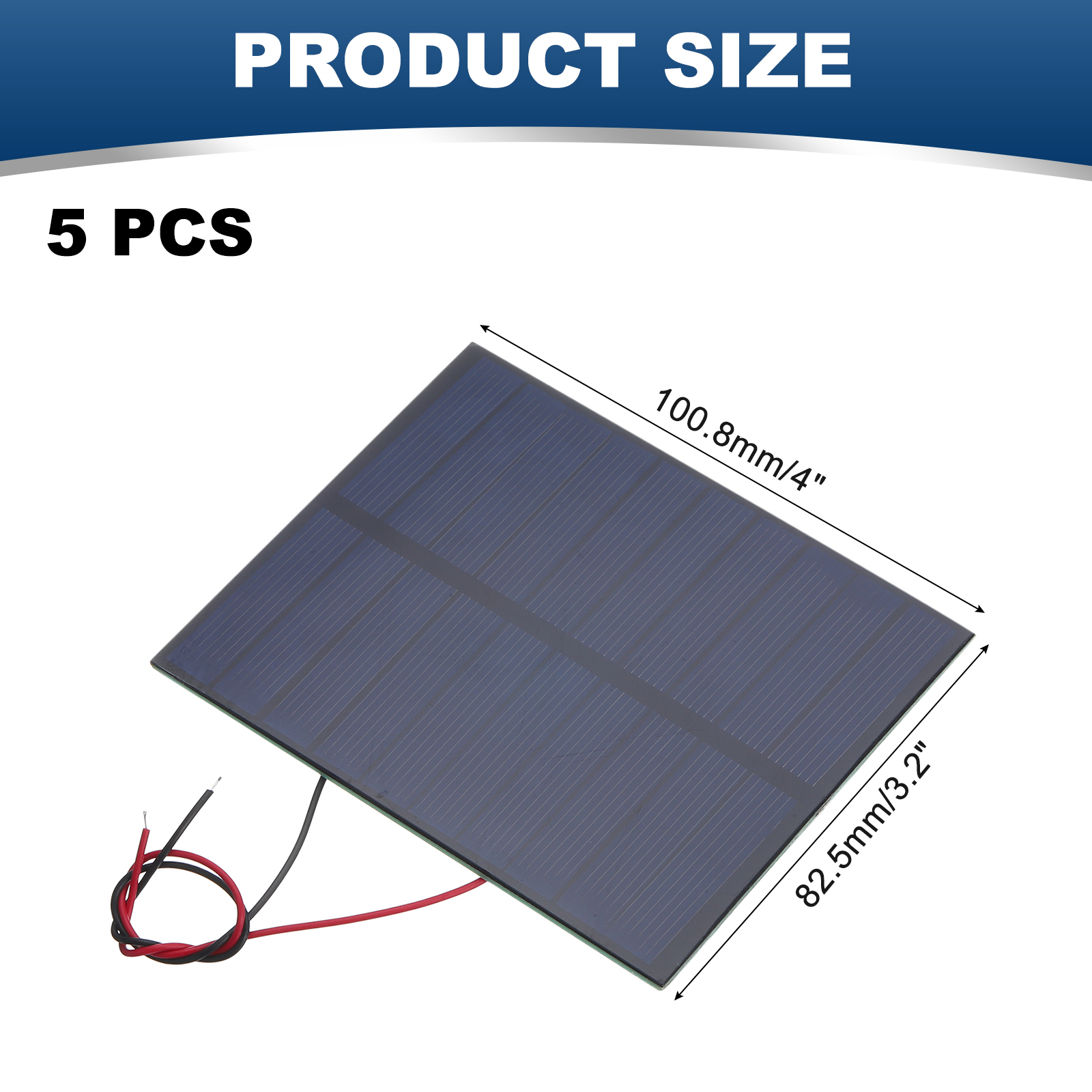 Uxcell 5 Pcs 5V 1.15W 230mA Mini Solar Panels, Small Polycrystalline Solar Cell Panel with 2 Cable for DIY Electric Toy Materials Kits Charger, 100.8mm x 82.5mm