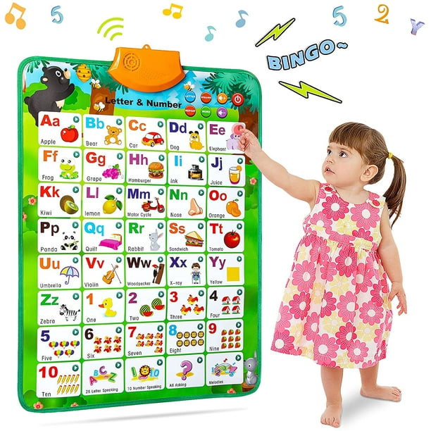 Electronic Interactive Alphabet Wall Chart: Talking ABC & 123s & Eng & Songs & Words & Piano Poster, Best Educational Montessori Toy for Toddler, ...