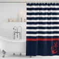 thumbnail image 4 of Anchor Navy Blue Waterproof Fabric Shower Curtain,Red Nautical White Geometric Stripes Waterproof Fabric Shower Curtain for Bathroom Curtains Bathtubs Shower Curtains with 12 Hooks Standard 72x72, 4 of 8