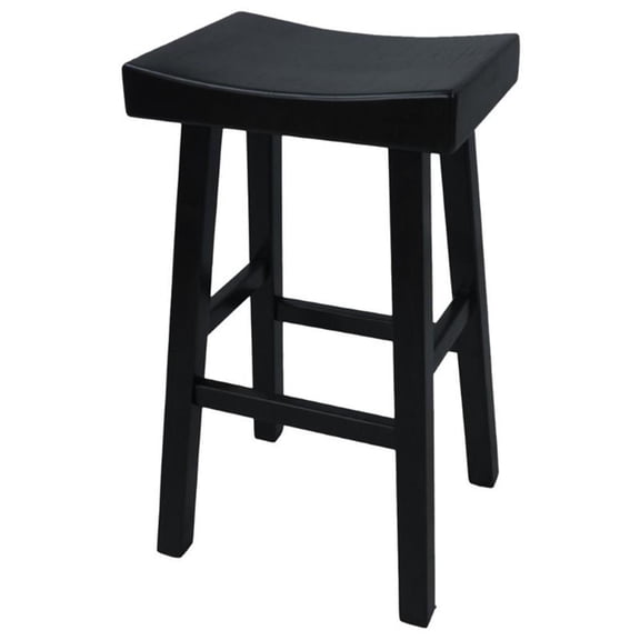 Pemberly Row Contemporary Wood 30" Bar Stool Antique Black Finish