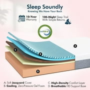 Renanim SF Adjustable Bed Frame with Mattress Included Massage - Split King Adjustable Bed + Medium 12 Mattress - Cooling Gel Memory Foam Mattress, USB, Under Bed Light