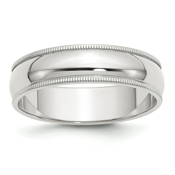 925 Sterling Silver Solid Polished Half Round 6mm Milgrain Band Ring Size 7 Ring for Women and Men