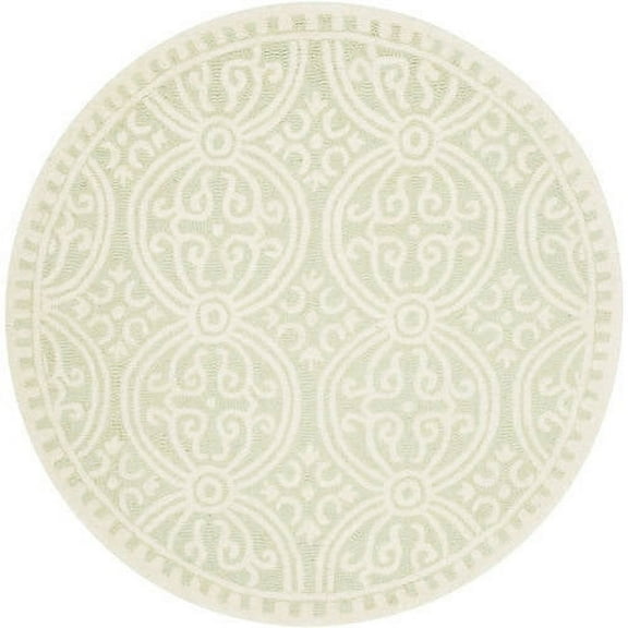 SAFAVIEH Cambridge Leslie Geometric Wool Area Rug, Light Green/Ivory, 8' x 8' Square