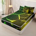 thumbnail image 2 of Erosebridal Lime Neon Hex Zipper Queen Comforter Set with Fitted Sheet and 2 Pillowcases,Green Yellow Polygon Zipper Bedding Set For Boys,Black Reversible,4 Pieces, 2 of 7