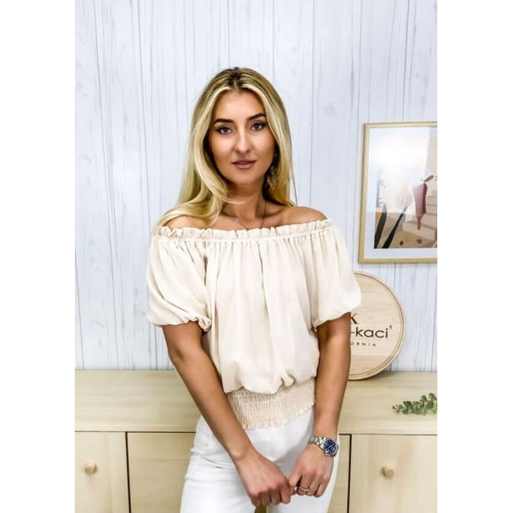 Women Juniors Short Sleeve Ruffle Stretch Off Shoulder Shirt Blouse Tops