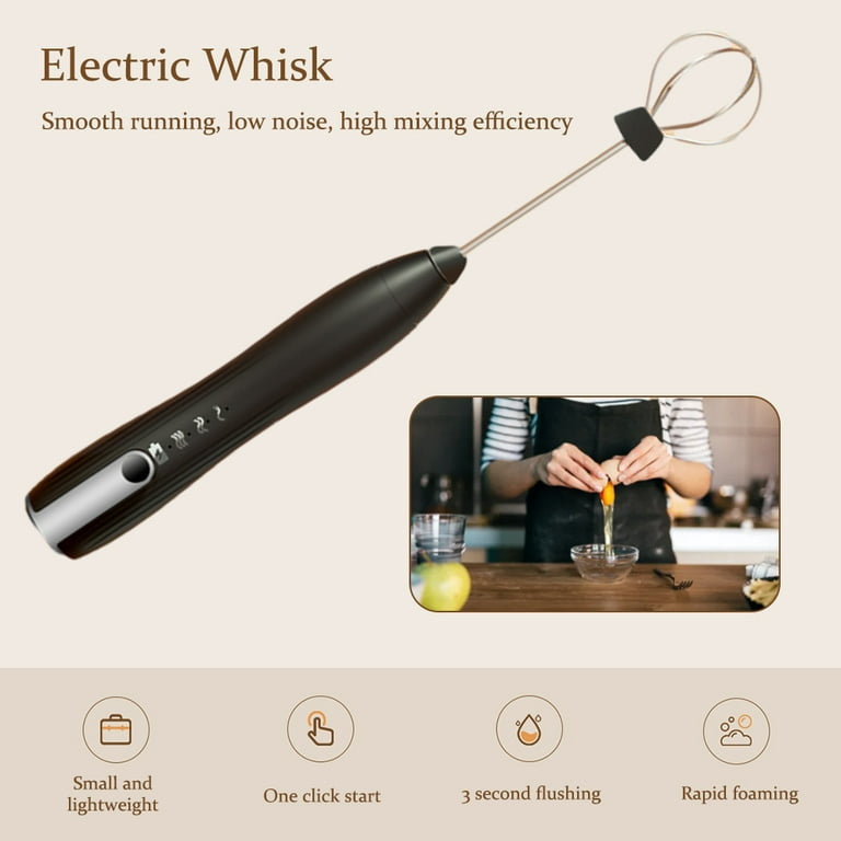 Electric Whisk 14000rpm Mini Drink Mixer 1500mAh USB Rechargeable (Black 5pcs), Multicolor