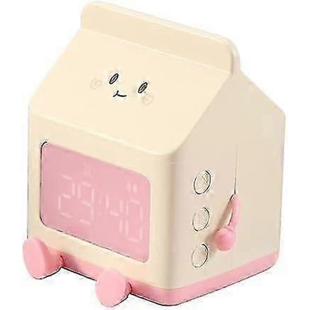 Cute Alarm Clock For Kids, Cute Digital Clock, Cute Milk Box Shape Clock Children Wake Up Clock,5 Minute Alarm, Rechargeable Alarm Clock For Bedroom R