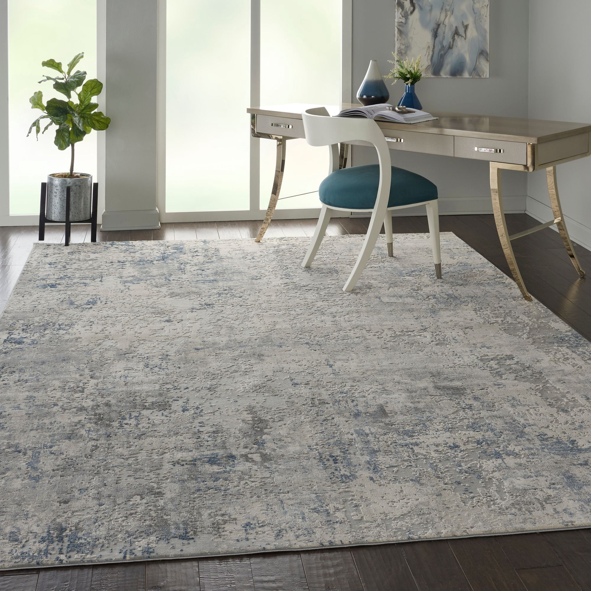 Nourison Rustic Textures Modern Indoor Area Rug Ivory/Grey/Blue 7'10" x 10'6"