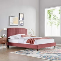 Modway Alessi Performance Velvet Queen Platform Bed in Dusty Rose
