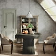 thumbnail image 4 of Tribesigns Square Dining Table for 4, 31.5-Inch Kitchen Table Small Dinner Table with Sturdy Pedestal Base, Farmhouse Dining Room Table for Home Dining Room, Living Room, Kitchen, Gray, 4 of 9