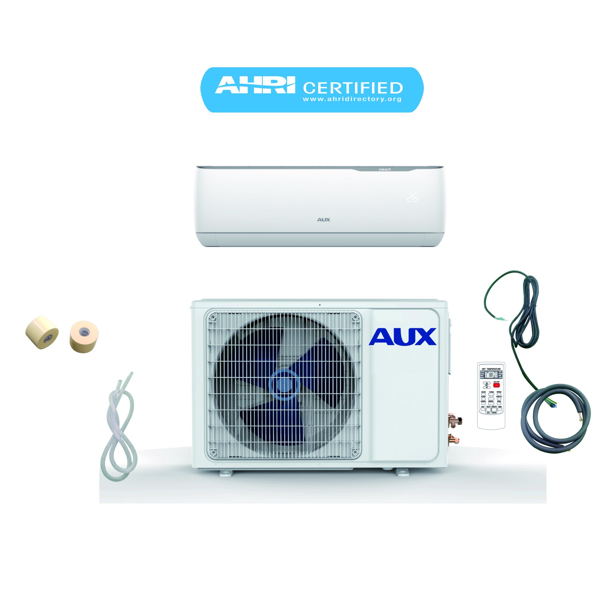 AUX 12,000 BTU Ductless Mini Split Air Conditioner with Heat Pump, 17 SEER,  J-Smart, 115V, 1Ton, 25ft with KIT, Wall Mount (Room Size : 400 ~ 600  Square Feet) - Walmart.com