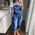 thumbnail image 4 of outfmvch jumpsuits for women sleeveless denim high waisted wide playsuits beach jumpsuit pants for women cargo pants, 4 of 8