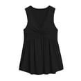 thumbnail image 4 of Fiaer Women's Peplum Tank Top Twist Front V Neck Sleeveless Babydoll Summer Going out Tops Black XXL, 4 of 4