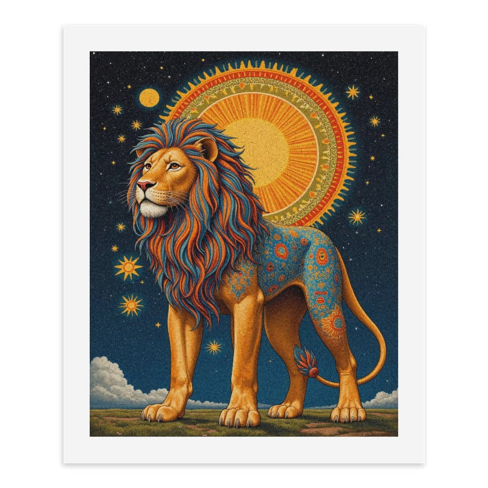 Paint By Numbers Kit for Adults Beginner - DIY Lion Starry Night Regal Art Canvas Painting Kits for Adults, Frameless Paint By Number for Adults for Home Wall Decor 16x20 Inch