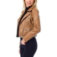 thumbnail image 2 of USTRADEENT Women's Long Sleeve Zipper Closure Moto Biker Real Lambskin Leather Jacket, 2 of 3