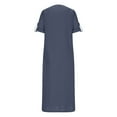 thumbnail image 5 of UsYezik Sundresses for Women 2025 V Neck 3/4 Sleeve Dress Solid Flowy Dresses Cotton Linen Long T-Shirt Midi Casual Sundress Blue 3XL, 5 of 5