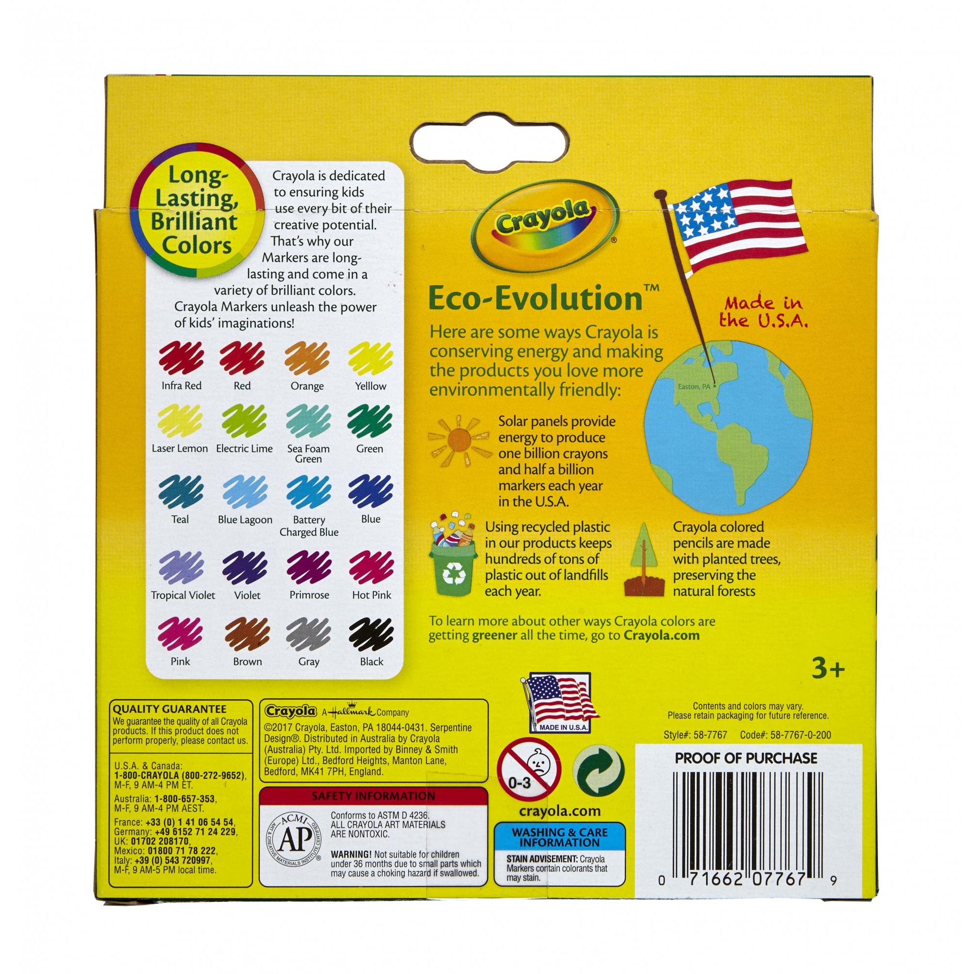 Marcadores Crayola Broad Line, 20 Colores Clásicos, Útiles Escolares para Maestros y Niños, Suministros para el Aula 7