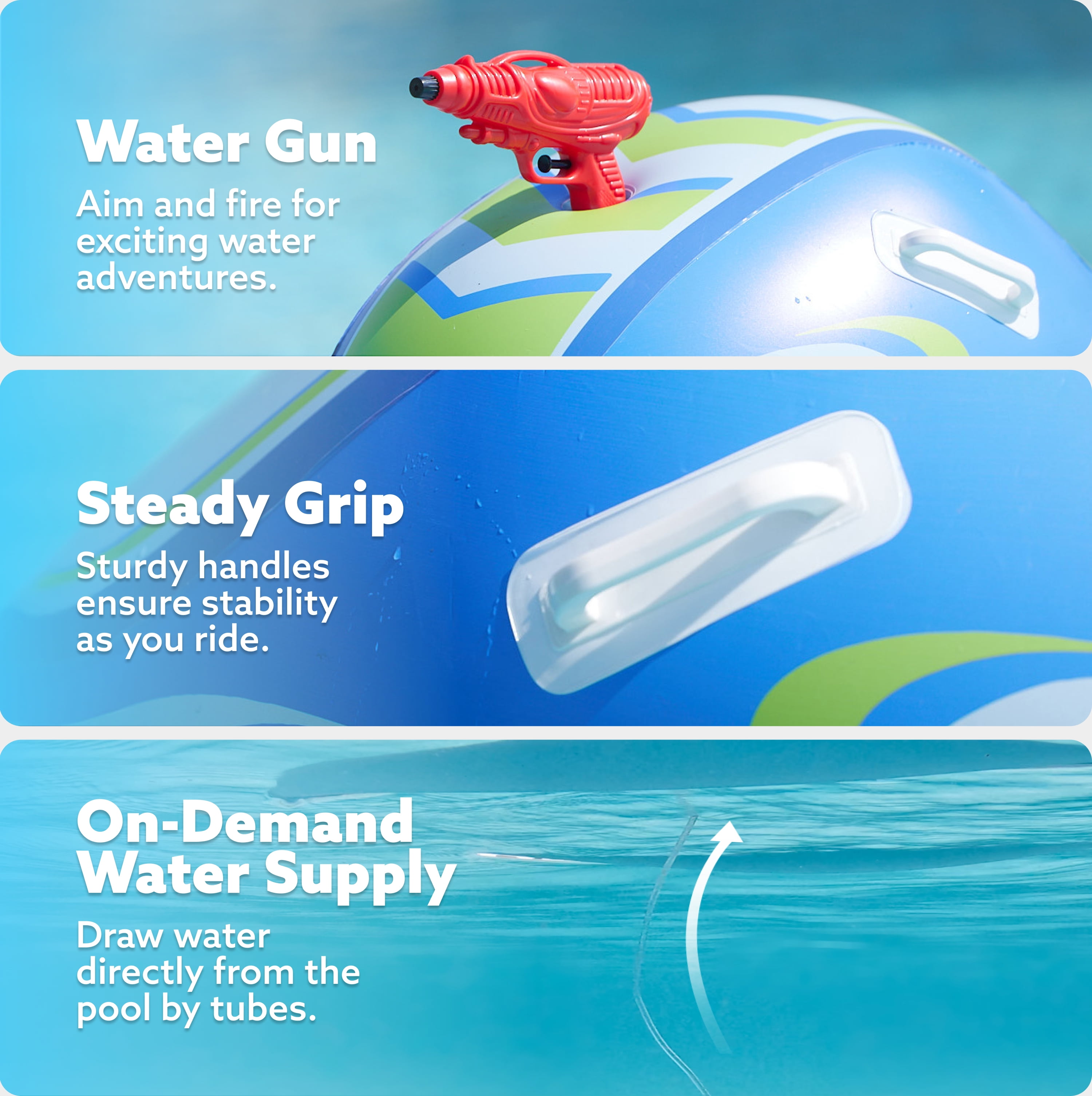 Joyfy Inflatable Toddler Jet Ski Pool Float with Water Gun, Inflatable Ride-on Pool Toys for Kids, Water Fight Toys, Inflatable Battle Blaster Fun for Summer