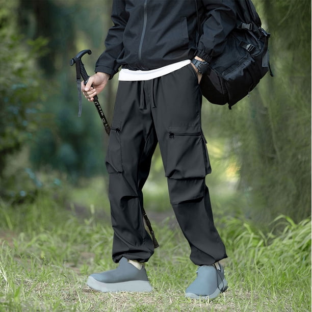 Pantalones largos para hombre, para exteriores, impermeables, a la moda, lisos, informales, con cintura elástica y bolsillos, pantalones cargo para hombre.