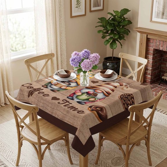 Woodcuts Square Tablecloth 54x54 Inch Waterproof Polyester Table Cover, Washable Stain Resistant Tablecloth for Dining Table Kitchen Wedding