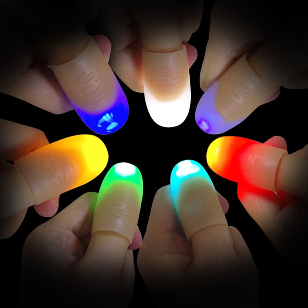 Zruodwans 2Pcs LED Light up Finger Thumb Tips Kuso Prank Magic Party
