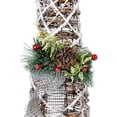 thumbnail image 5 of Northlight LED Lighted Flocked Rattan Christmas Cone Tree Decorations with Bows - 39.5" - Set of 3, 5 of 10