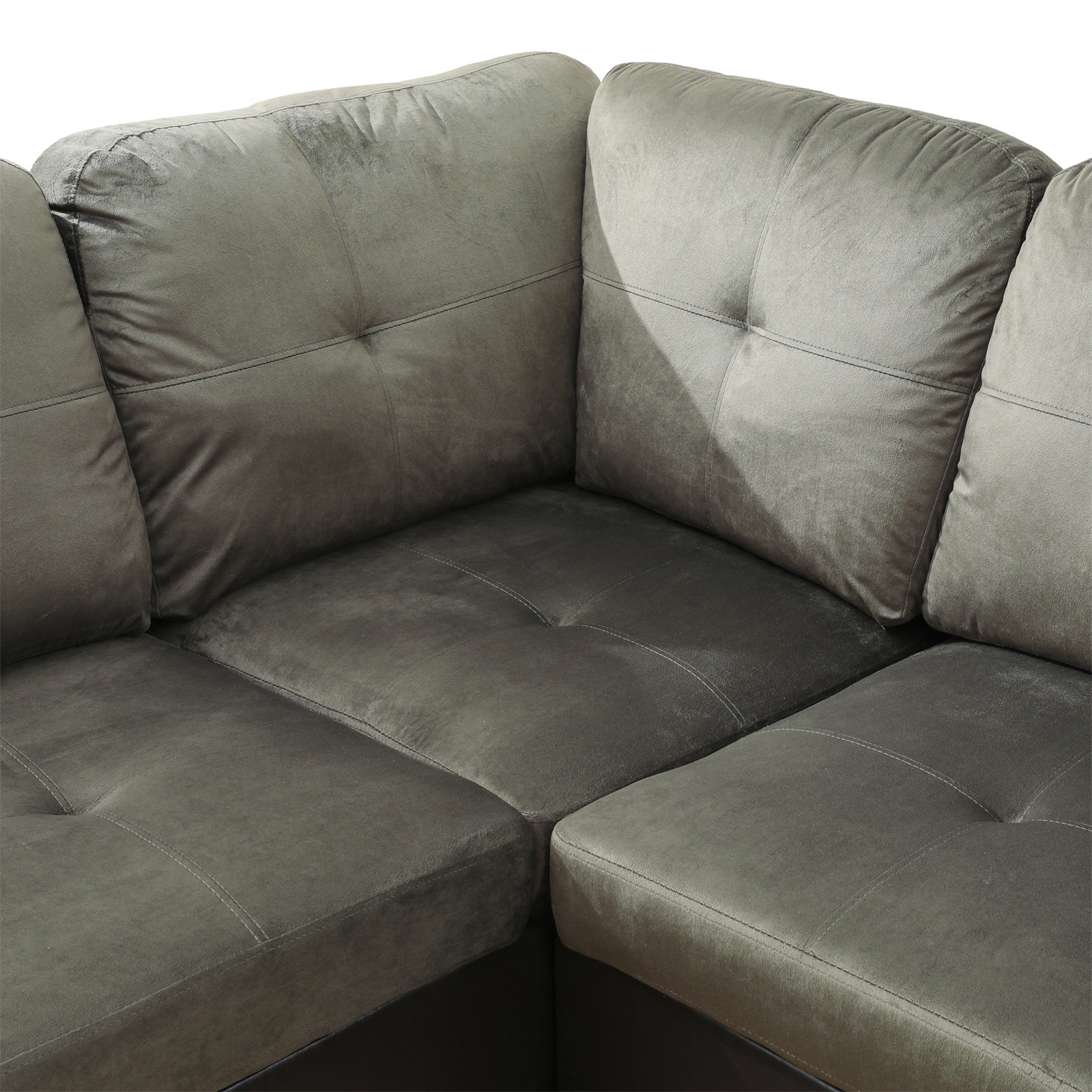 Hommoo Flannel & PVC L-Shaped Sectional Couch and Sofa Set, Modern Living Room Furniture Set, Left Side, Taupe