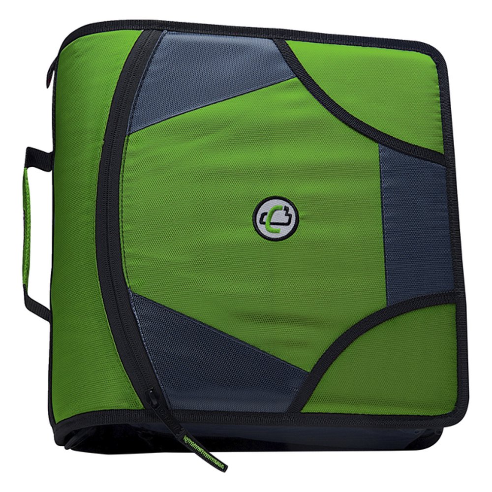 Caseit Zipper Binder with 5 Tab Files, DRing, 4 Inches, Green