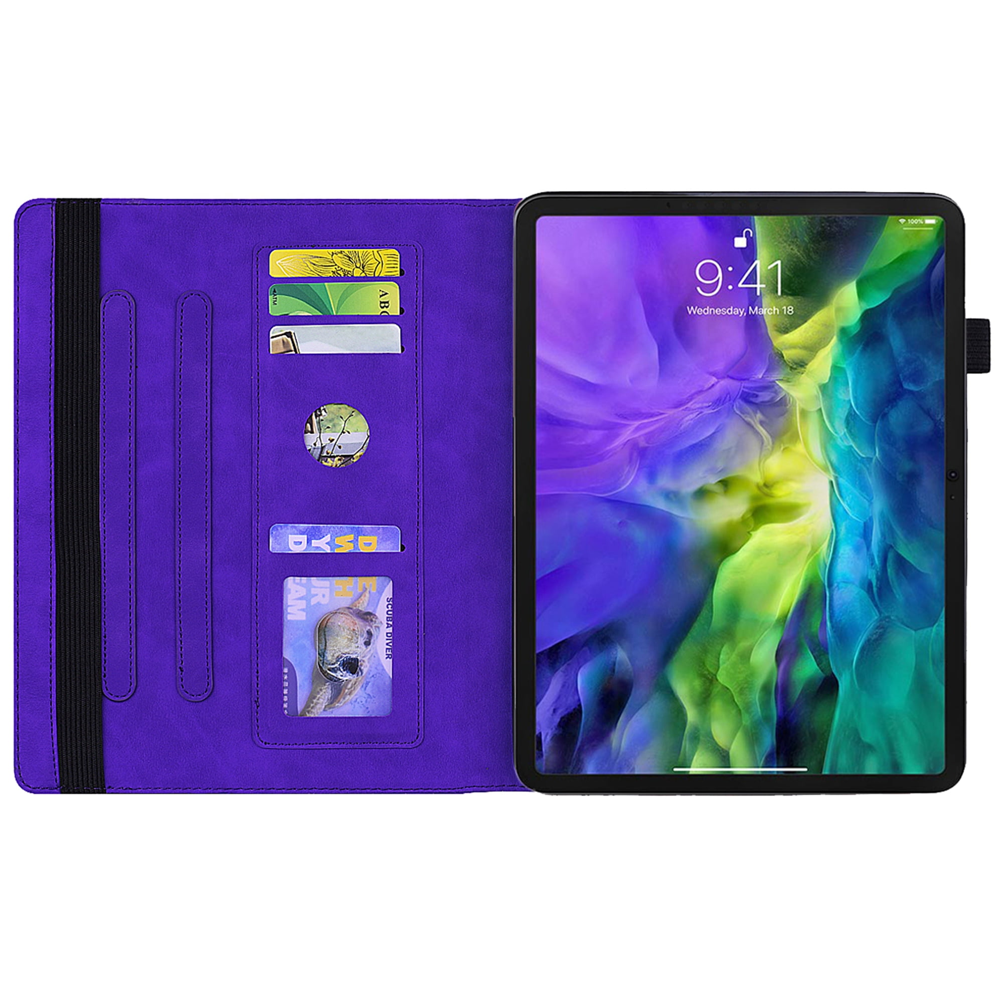 K-Lion for Apple iPad 10th Generation Folio Flip Case, 2022 iPad 10.9 Inch Case with  Pencil Holder & Card Holder Slots,Luxury PU Leather Shockproof Stand Slim Shell Cover for iPad A2757 A2777,Purple