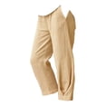 thumbnail image 3 of HEILAU Women's Casual Pants Cotton Linen Elastic Waist Pocket Straight Leg Pants Womens Linen Pants Khaki 2XL, 3 of 5