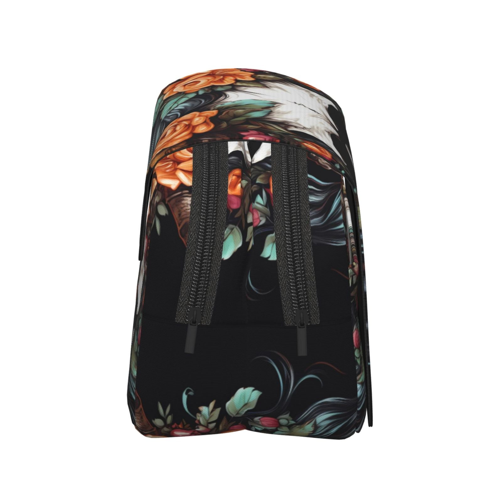 Rateoe Flower Horn Skull Pattern Double Clamshell Pen Case, Storage Organizer with Two Zipper Compartments– Holds Up to 50 Pencils & Pens