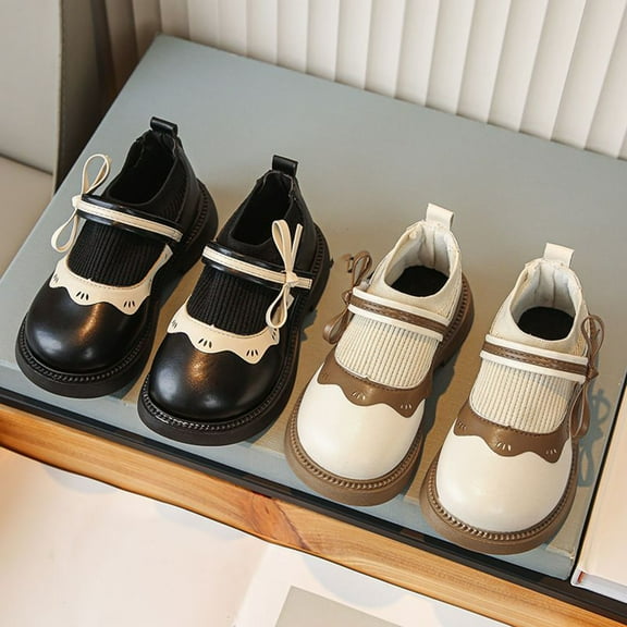 Miluxas Girls Fall Winter Lace Loafers School Dress Shoes for Little/Big Kid Uniform Chunky Heel Round Toe Leather Shoes Black 3(36)