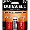 Duracell Quantum Alkaline 9V Batteries with PowerCheck, 2 Pack