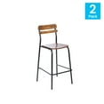 thumbnail image 4 of BizChair 2 Pack Commercial Grade Solid Wood Bar Stools with Black Metal Frames and Antique Copper Finish, 4 of 14