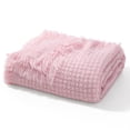 thumbnail image 2 of Exclusivo Mezcla Knitted Throw Blanket with Fringes for Couch, Soft and Warm Textured Throw for All Season, Lightweight Breathable Room Decor, Pink, 50”x60”, 2 of 8