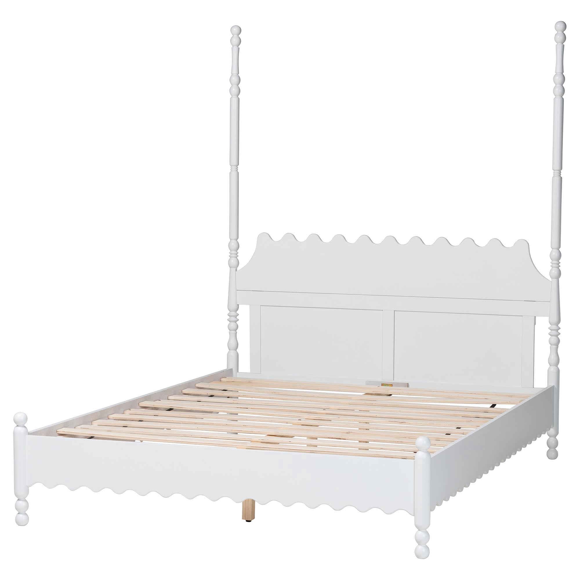 Baxton Studio Hoffman Modern Farmhouse Platform Bed, King, White
